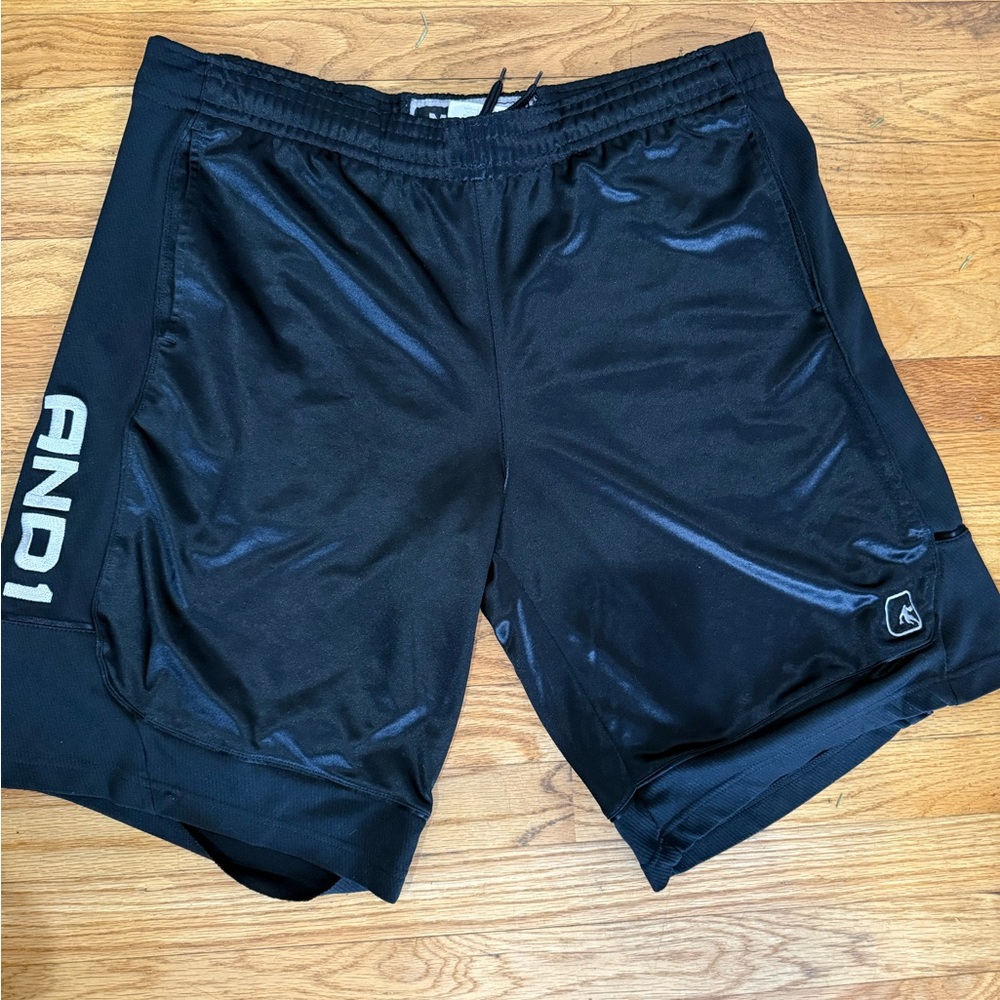 AND1 Men's Black Athletic Shorts with Logo